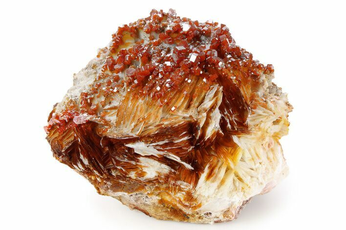 Deep Red Vanadinite Crystals on Barite - Morocco #255535